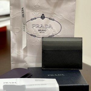 Prada Portacarte Saffiano Credit Card Business Card Wallet